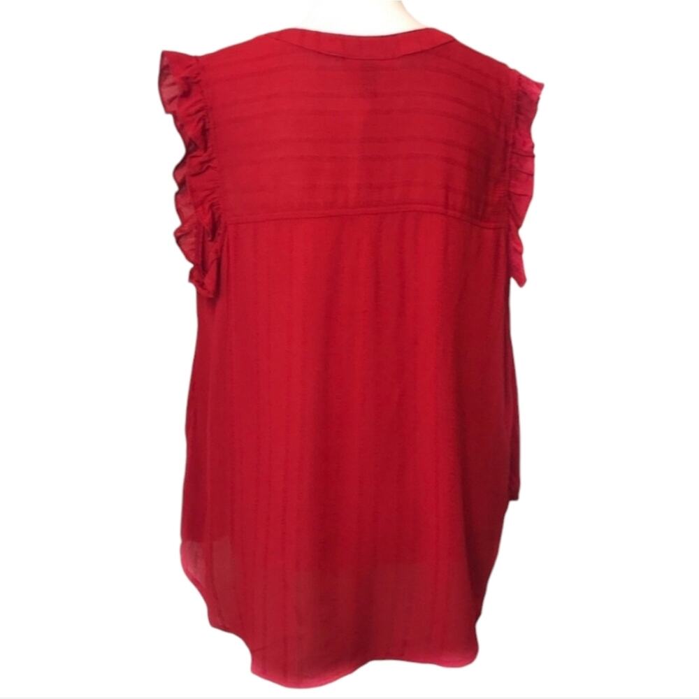 Universal Thread Ripe Red V Neck Ruffle Sleeve Blouse Medium - Picture 2 of 11